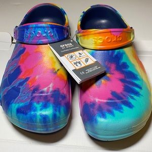Tye dye crocs with strap & slip resistant soles